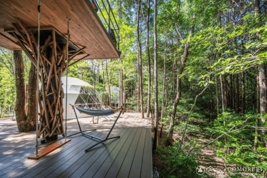 湯布院温泉郷 グランピング COMOREBI 【最大5名】〈愛犬OK/天空テラス・ブランコ付〉 ドーム型テント6m (シングル3台)