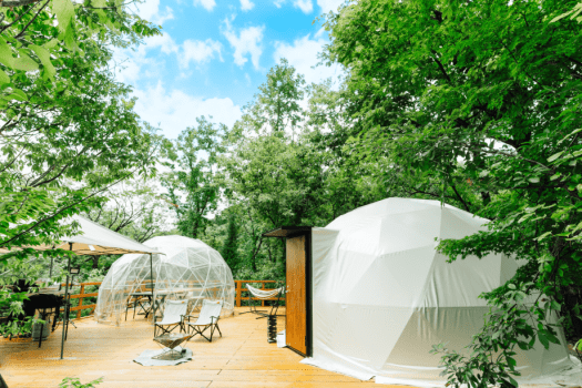 湯布院温泉郷 グランピング COMOREBI ＼NEW／【半露天風呂付き/温泉】ドーム型テント5m（最大4名）
