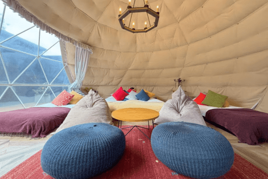 湯布院温泉郷 グランピング COMOREBI 【半露天風呂/温泉×サウナ×水風呂】ドーム型テント6m（最大4名）