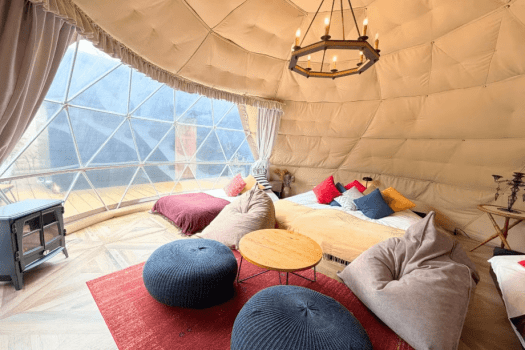 湯布院温泉郷 グランピング COMOREBI 【半露天風呂/温泉×サウナ×水風呂】ドーム型テント6m（最大4名）