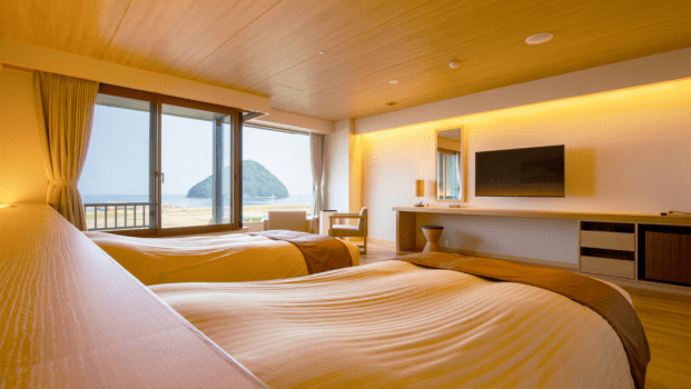 浅虫温泉 南部屋・海扇閣 <禁煙>ユニバーサルルーム 【3F・57㎡・シモンズベッド】