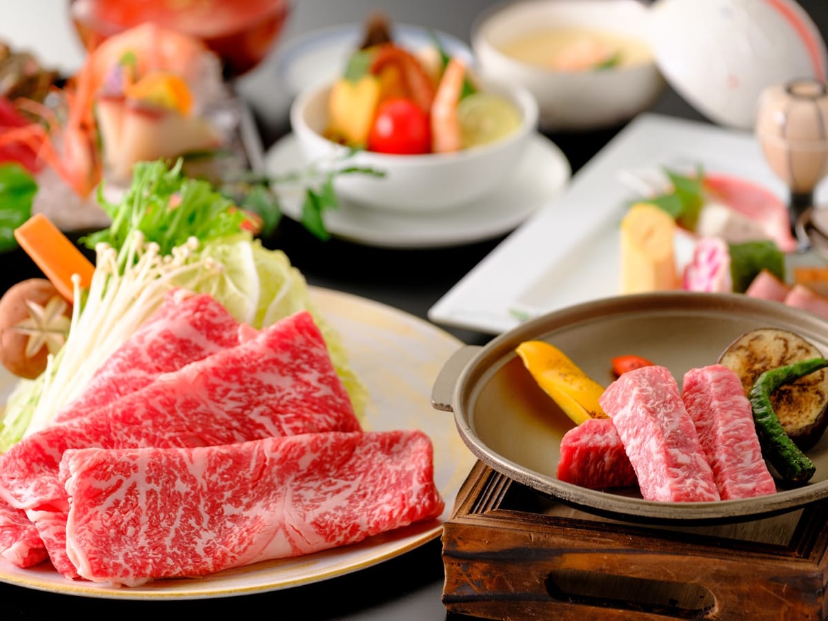 三朝館 【鳥取和牛サーロイン会席】ちょっぴりご褒美★ご当地和牛の美味しさをステーキ＆しゃぶしゃぶ♪二種で堪能