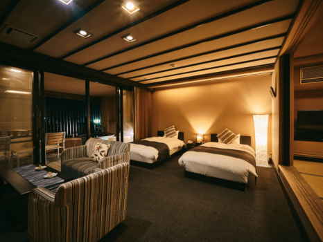 山鹿温泉 清流荘 ◆水鏡庵◆バリアフリー ジュニアスイート 露天風呂付和洋室 70㎡