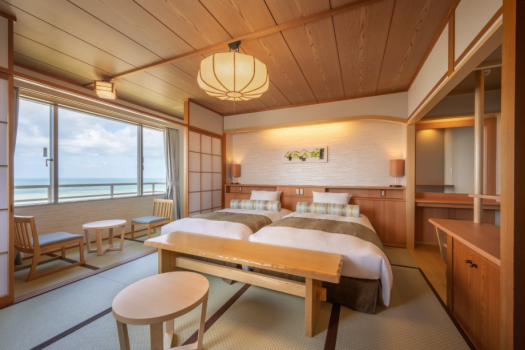 ホテルグランメール 山海荘 【禁煙】日本海を一望できる海側和室【プレミアムツインベッド】