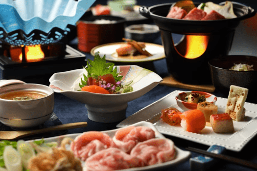 縄文のふる里　大湯温泉　ホテル鹿角 「桃豚のしゃぶしゃぶ」や鹿角名物「きりたんぽ鍋」がチョイス可能♪旬の郷土料理を満喫～「小町コース」