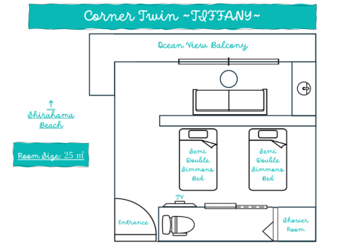 Hotel Sea Shell Corner Twin ~TIFFANY~