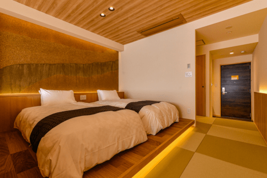 北陸　福井　あわら温泉　美松 【和モダンルーム】ツイン／シングルベッド×2台［39平米］