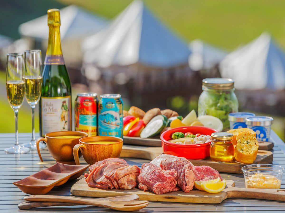 ハワイアンズグランピング マウナヴィレッジ 【お手軽グランピング体験♪】初心者の方も大歓迎！夕食BBQは～麓山高原豚、牛ハラミ、牛タン～を堪能