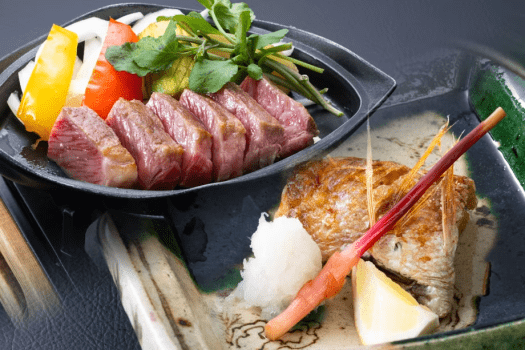 まつさき 【メインをチョイス】のどぐろ塩焼き又は黒毛和牛ロースステーキ　～お好きな食材をお一人様ずつ選べるプラン～