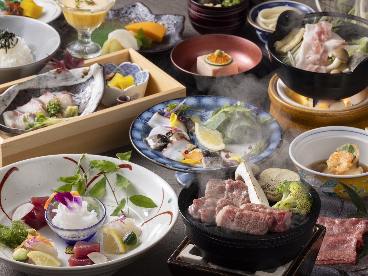 亀の井ホテル 観音寺 【土地の恵み会席】岐のプレミアム黒毛和牛、「オリーブ牛」を味わう
