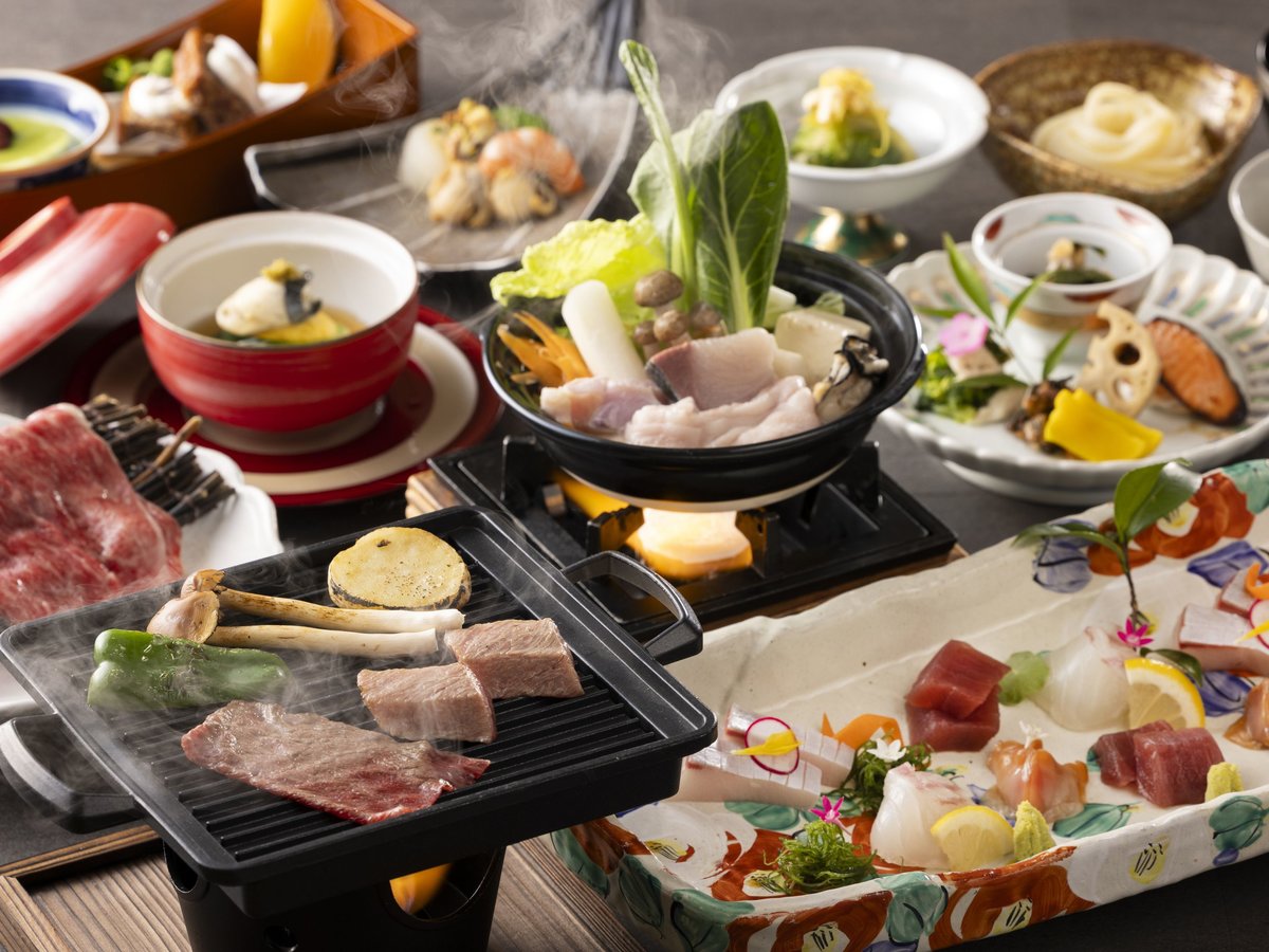 亀の井ホテル 観音寺 【土地の恵み会席】海の宝石「活あわび」の踊り焼き