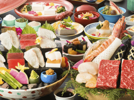 湯元こんぴら温泉華の湯　紅梅亭 【レストラン食‐基本会席】香川郷土料理に名物＜宝楽焼き＞など、五感で味わう“讃岐の味”