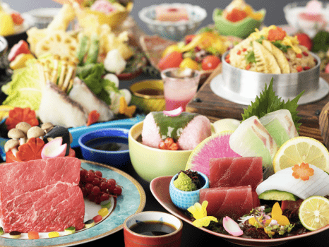 琴平グランドホテル 桜の抄 <DP>【基本会席:展望レストラン】大迫力!オープンキッチンの「鉄板焼き」+「選べる讃岐うどん」も♪