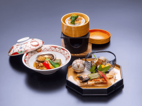 湯陣 千代の湯 【公式サイトダイナミックパッケージ限定×あわび×島根和牛×夕食お食事処】厳選島根グルメ！「山海の饗宴会席」