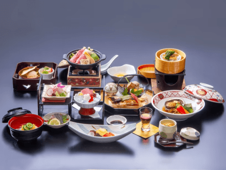 湯陣 千代の湯 【公式サイトダイナミックパッケージ限定×あわび×島根和牛×夕食お食事処】厳選島根グルメ！「山海の饗宴会席」