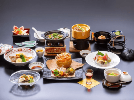 湯陣 千代の湯 【公式サイトダイナミックパッケージ限定×あわび×島根和牛×夕食部屋食】厳選島根グルメ!「山海の饗宴会席」