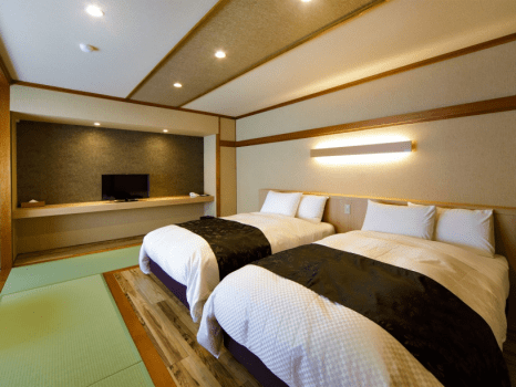 月岡温泉　ホテルひさご荘 シモンズベット客室（45平米）