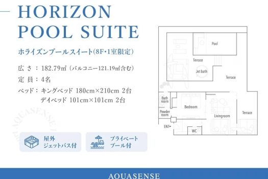 AQUASENSE Hotel ＆ Resort ホライズン　プールスイート(8F)