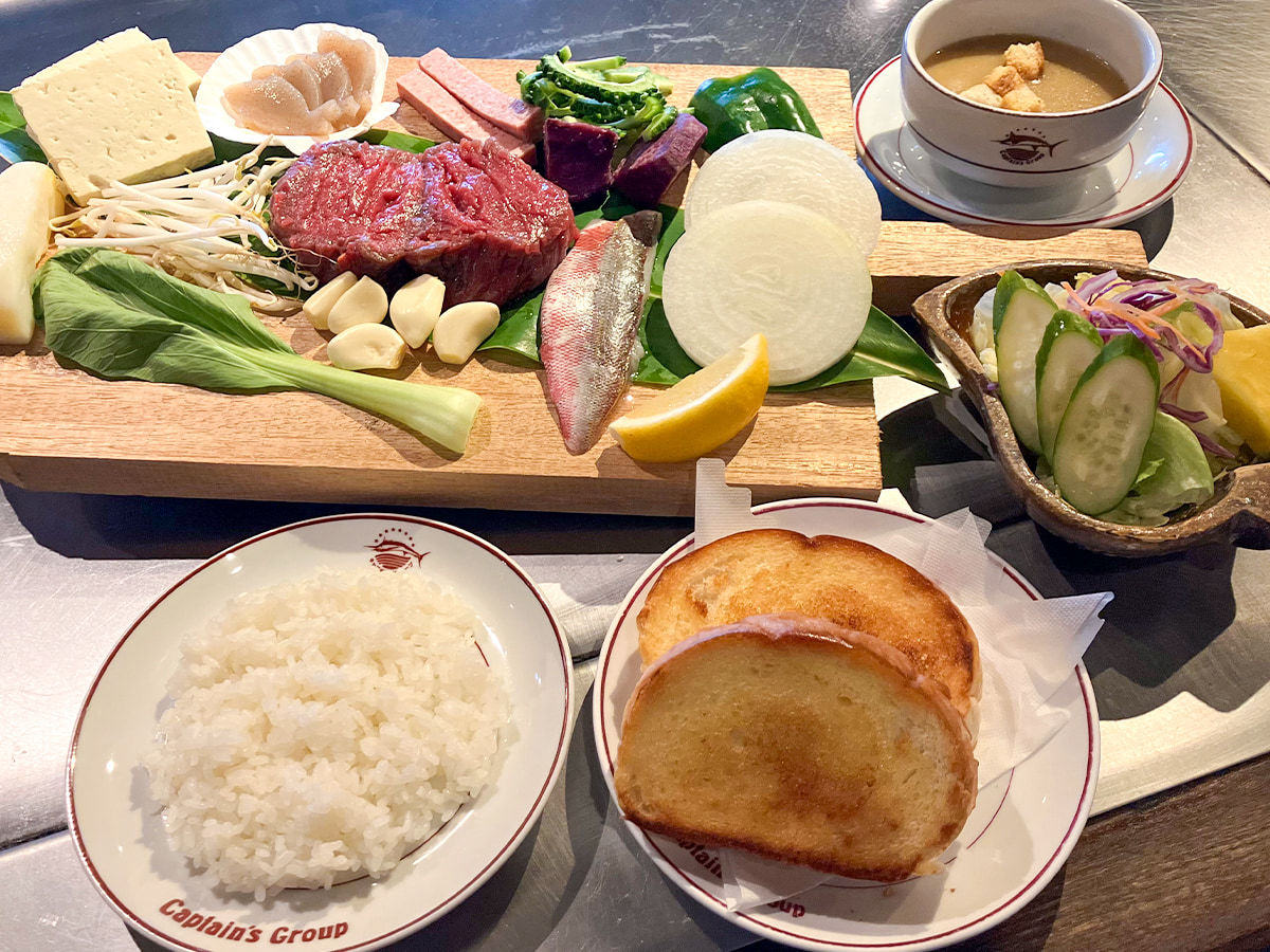 南西観光ホテル 【五感で愉しむ鉄板焼き】老舗店キャプテンズインコラボ！ステーキ＆シーフードフルコース（夕朝食付）