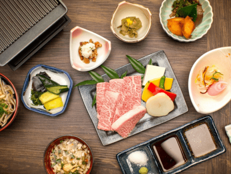 新祖谷温泉ホテルかずら橋 お肉好きにはこれ!郷土料理に徳島県産霜降り黒毛和牛ステーキをプラス☆ステーキプラン
