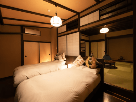 旅庵川喜 ◆天然温泉の檜風呂付◆【禁煙】和洋室（ベッド）タイプ