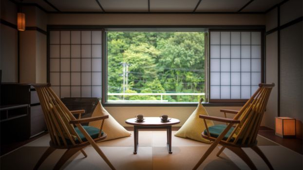 湯の杜ホテル志戸平 山景デラックスタイプ（和洋室）【禁煙ルーム】7畳＋シモンズ社製セミダブルベッド2台（定員4名）