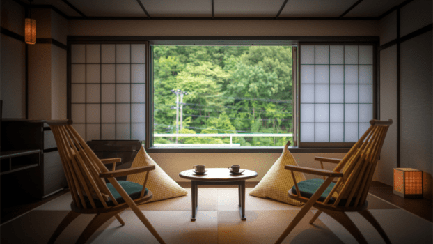 湯の杜ホテル志戸平 デラックスタイプ（和洋室）【禁煙ルーム】7畳＋シモンズ社製セミダブルベッド2台（定員4名）