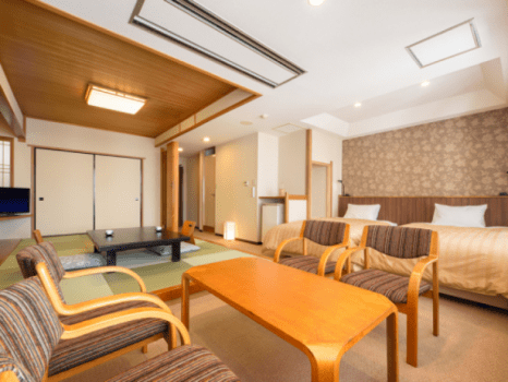 湯の杜ホテル志戸平 （和洋室）和室7.5畳＋シモンズ社製セミダブルベッド2台【禁煙】